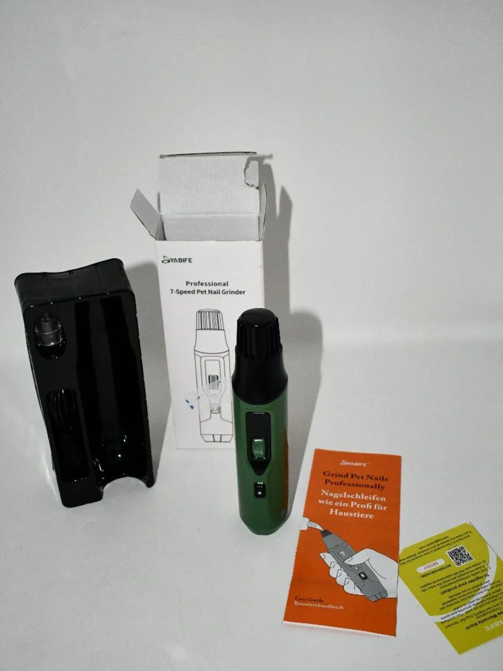YABIFE 7-Speed Dog Nail Grinder, LED Light, Pet Nail Trimmer, NWT